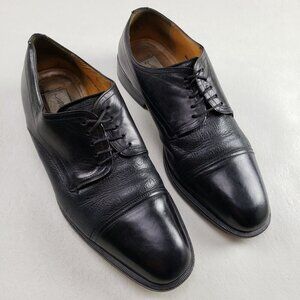 Mezlan Cap Toe Oxford Shoe Mens 8.5 Black Leather Lace Up Dress Made in Spain